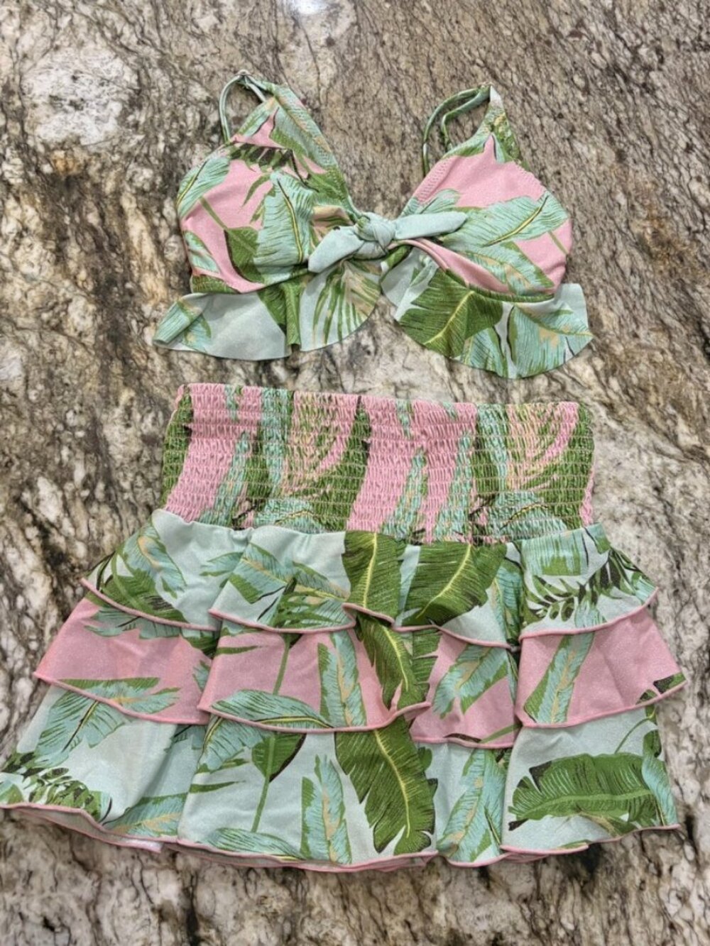 Shade Critters Shimmer Cabana Palms Bikini Skirt Set